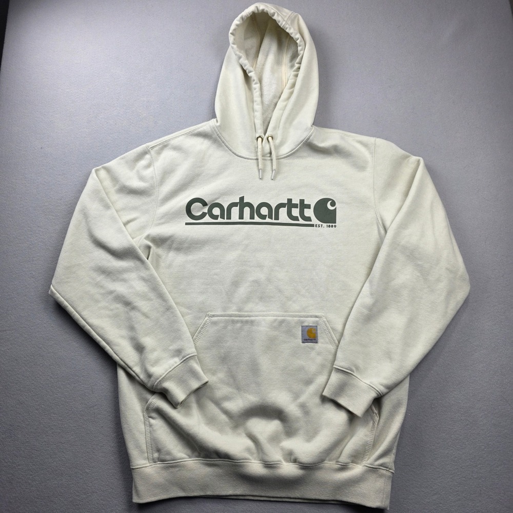 Carhartt Mens Loose Fit Graphic‎ Hoodie Cream White TS6793-M Medium